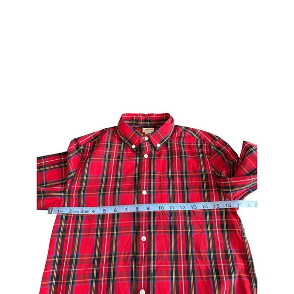 J.Crew Crewcuts Boys Shirt Red Tartan Plaid Holiday Long Sleeve Button Down 12 - Picture 9 of 11